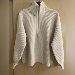 Everlane The Half-Zip Sweater in Luxe Merino - HEATHERED OAT